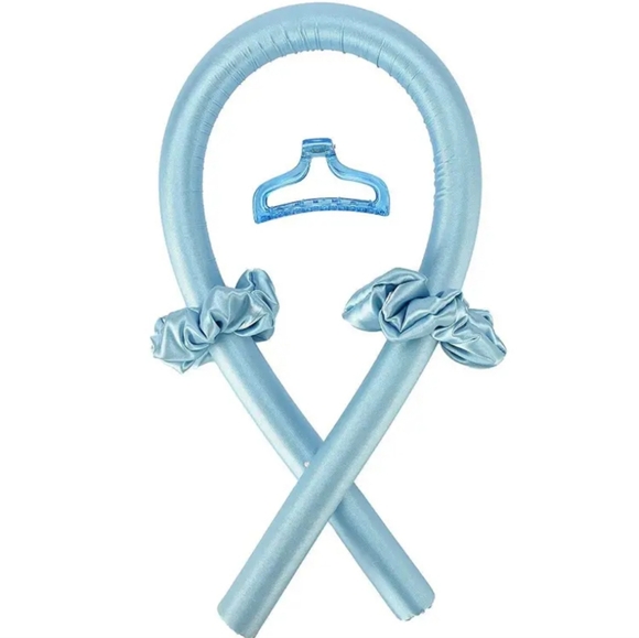Blue Silky Satin Heatless Hair Curler Headband Set - Picture 5 of 5